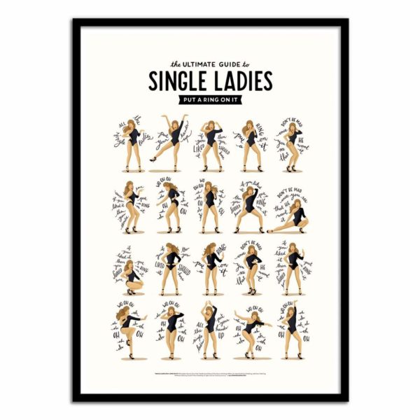 Affiche "Single Ladies" de Beyoncé | Idées cadeaux insolites pour les fans de musique
