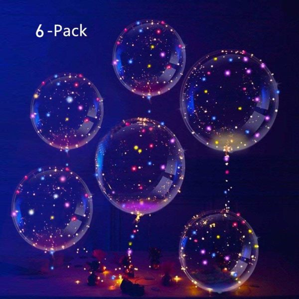 Kit de 6 pièces de ballons LED transparent | Idées cadeaux et déco insolites