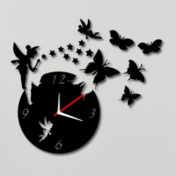 Horloge murale originale avec fée et papillons | Idées cadeaux insolites