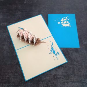 Carte de vœux "Bateau à voile 3D" faite à la main | Idées cadeaux insolites