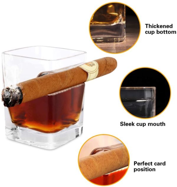 Verre à whisky avec repose-cigare | Idées cadeaux insolites